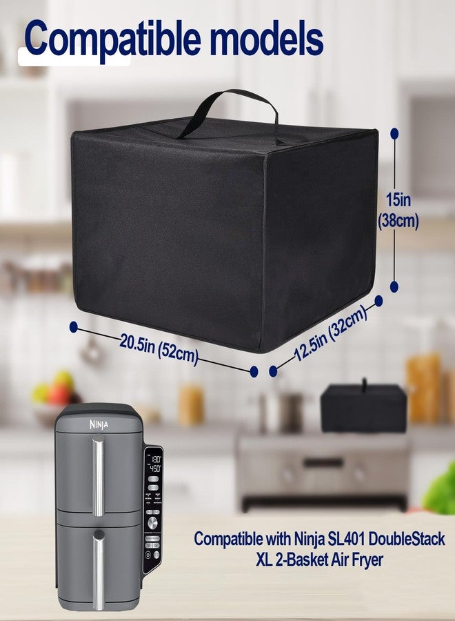 NUENSS-ROR Air Fryer Cover Waterproof Heat-Resistant Dust-proof Cover Case Heavy Duty Thickened Cover Lid Compatible with Ninja SL401 DoubleStack XL 2-Basket Air Fryer (20.5"D×12.5"W×15"H)(Black) - Image 3